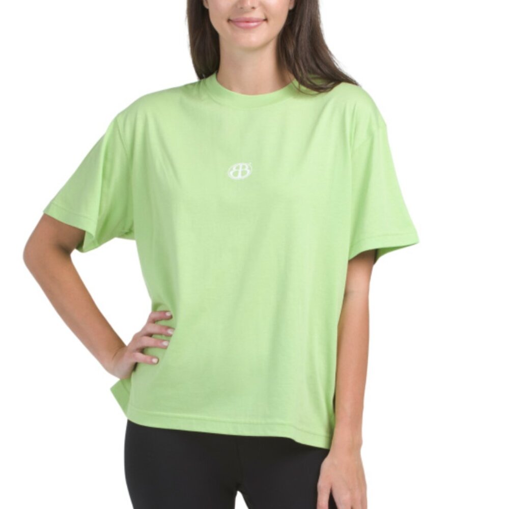 NWT ORGANIC BASICS Organic Cotton Green Neon Boxy Oversized Tee